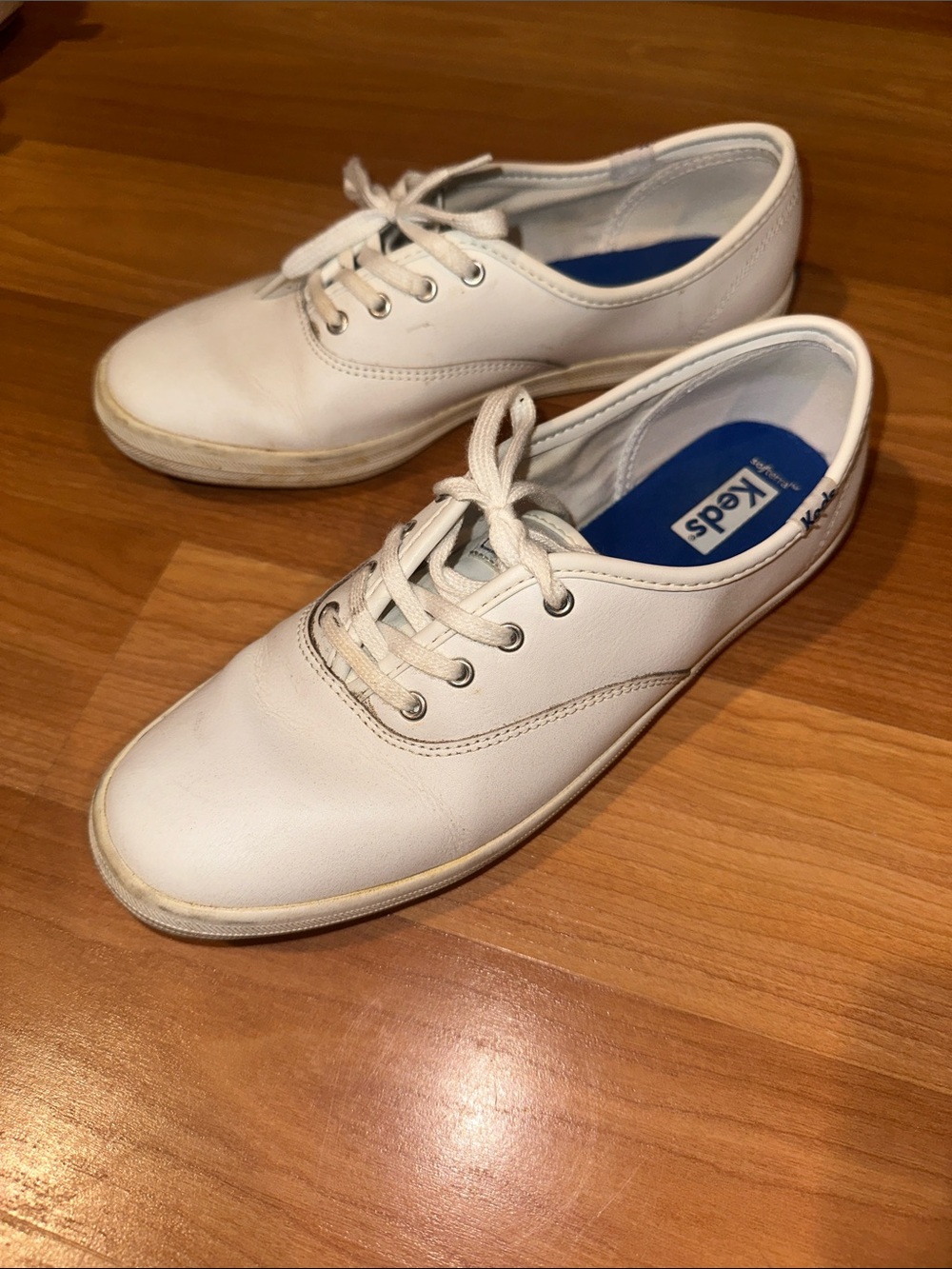 Keds Women’s White Lace-Up Leather Sneakers